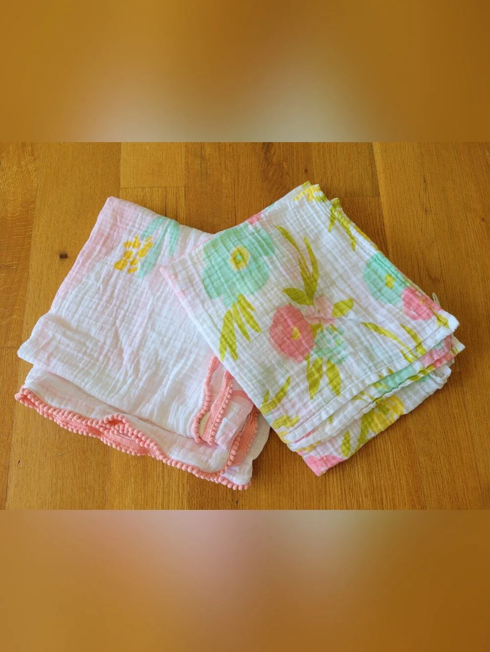 Baby girls Muslin Blankets Set of 2 white Floral print